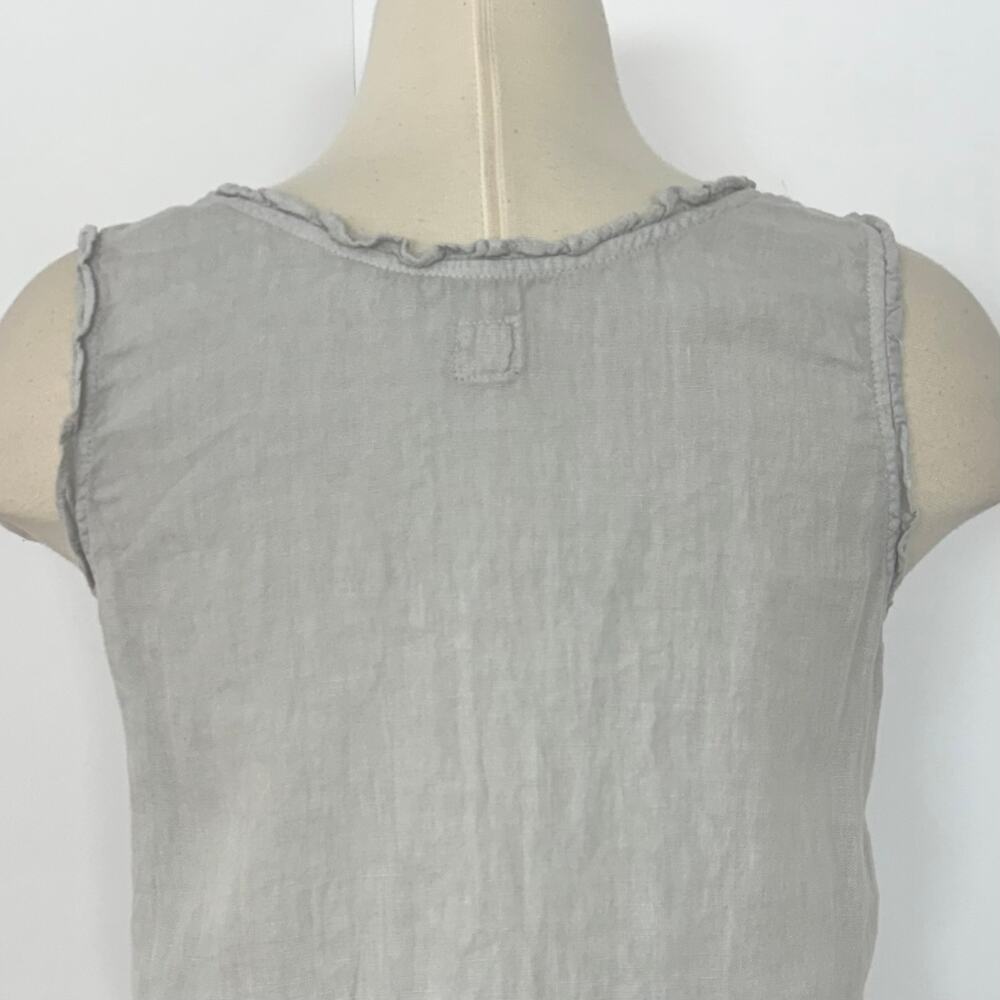 120% Lino Linen Embroidered Button-Down Tank Top Gray 42 (US 6) - Picture 7 of 11